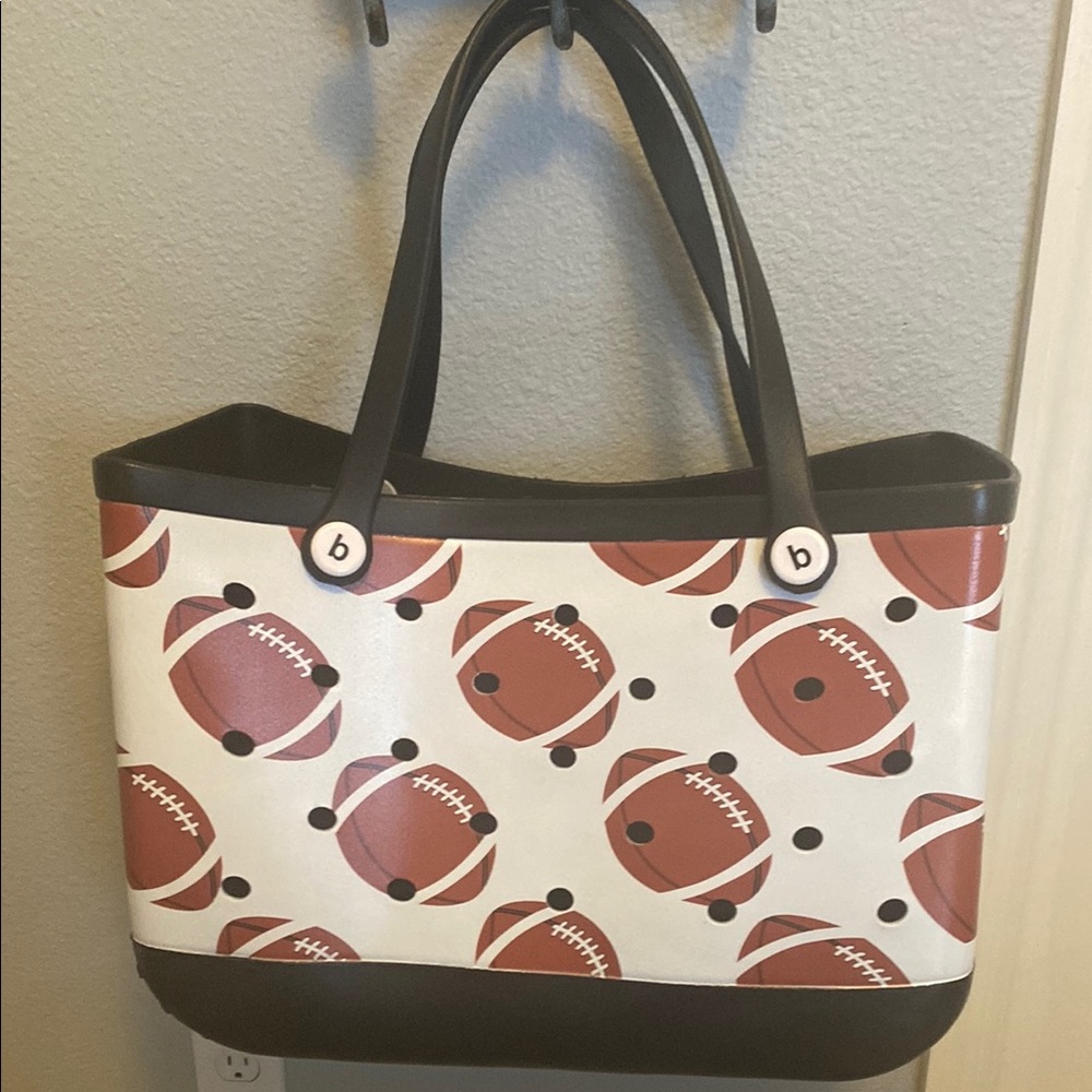 Black and White Football Pattern Tote Bag